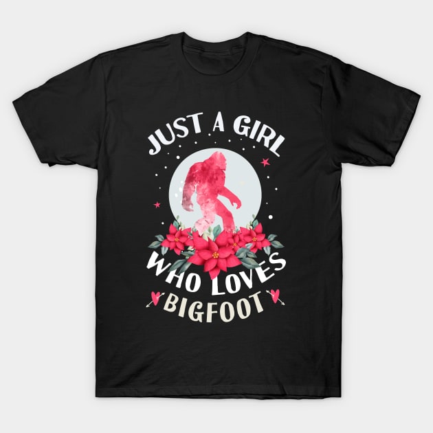 Just a Girl Who Loves Wolves Bigfoot Watercolor Sasquatch T-Shirt by Tesszero